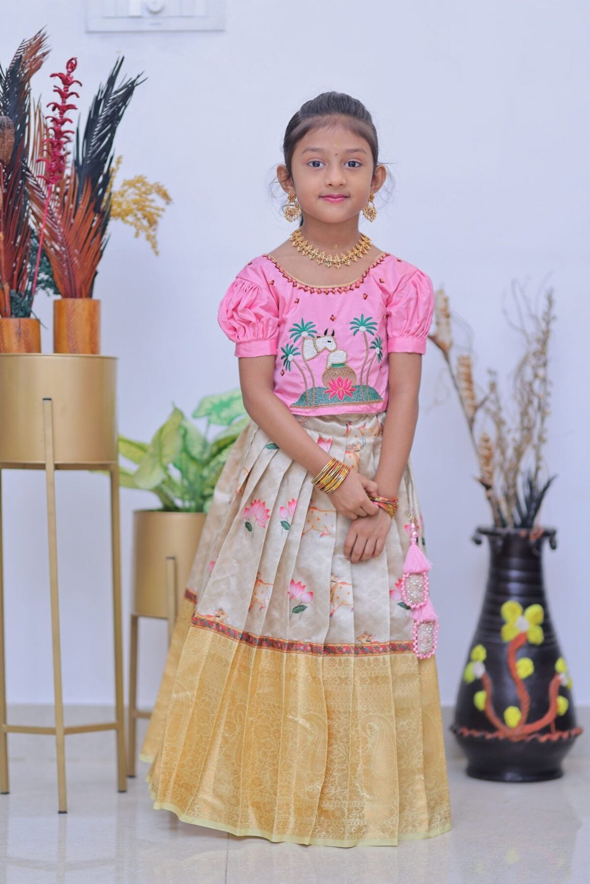 pichwai print on bangalori silk