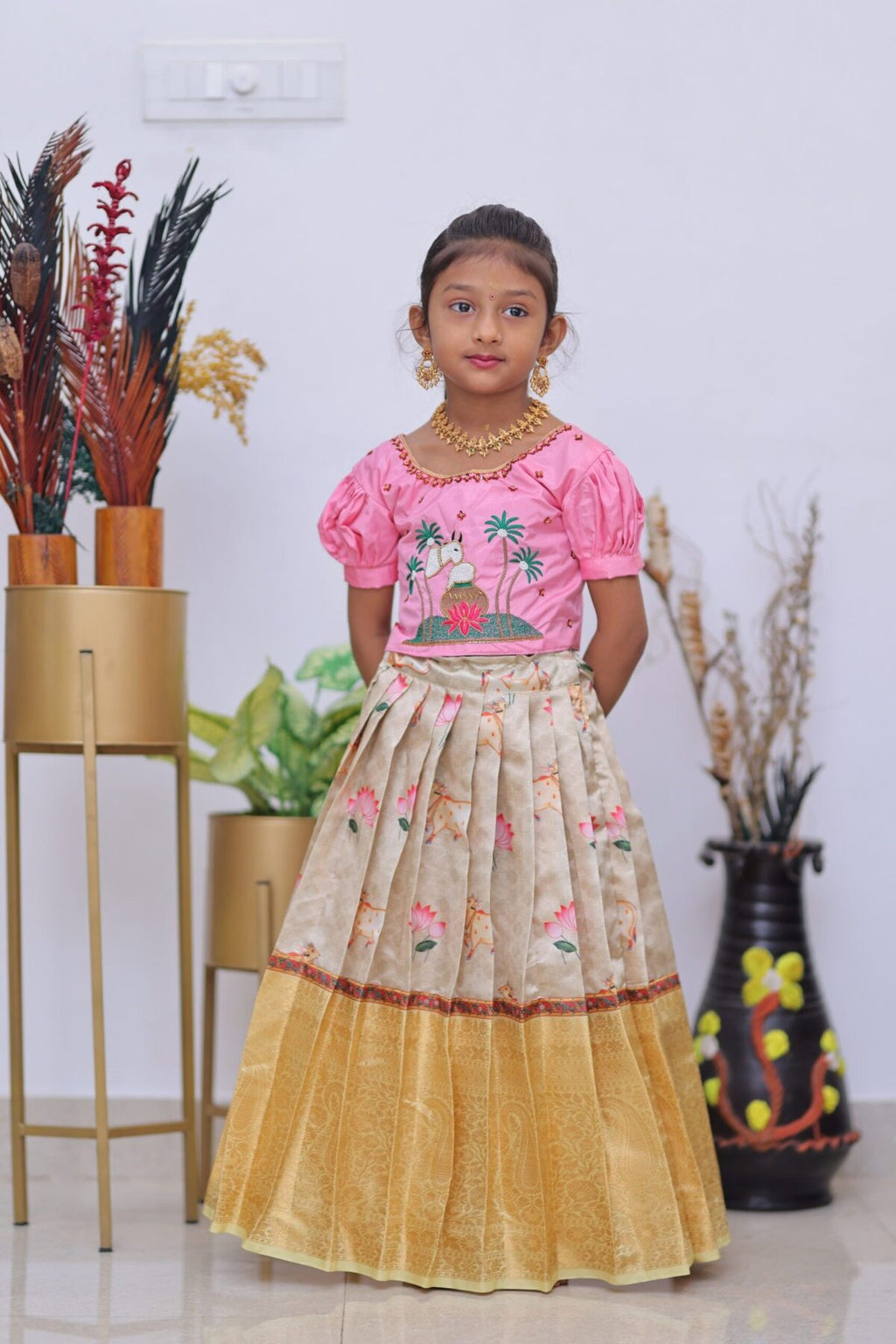 pichwai print on bangalori silk