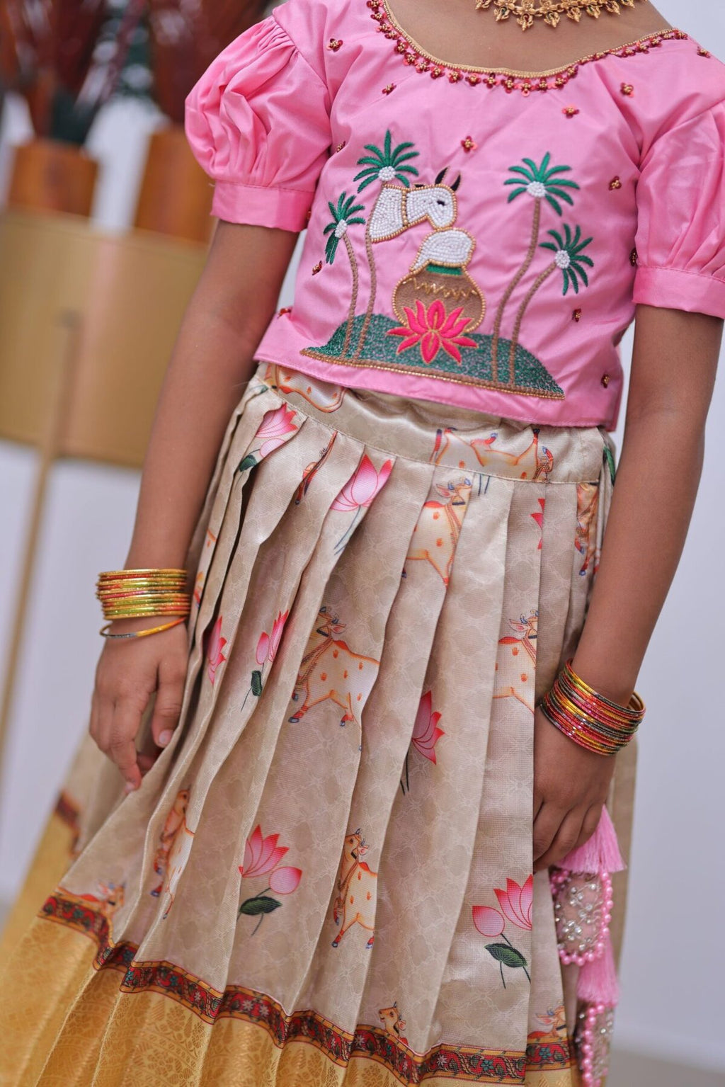 pichwai print on bangalori silk