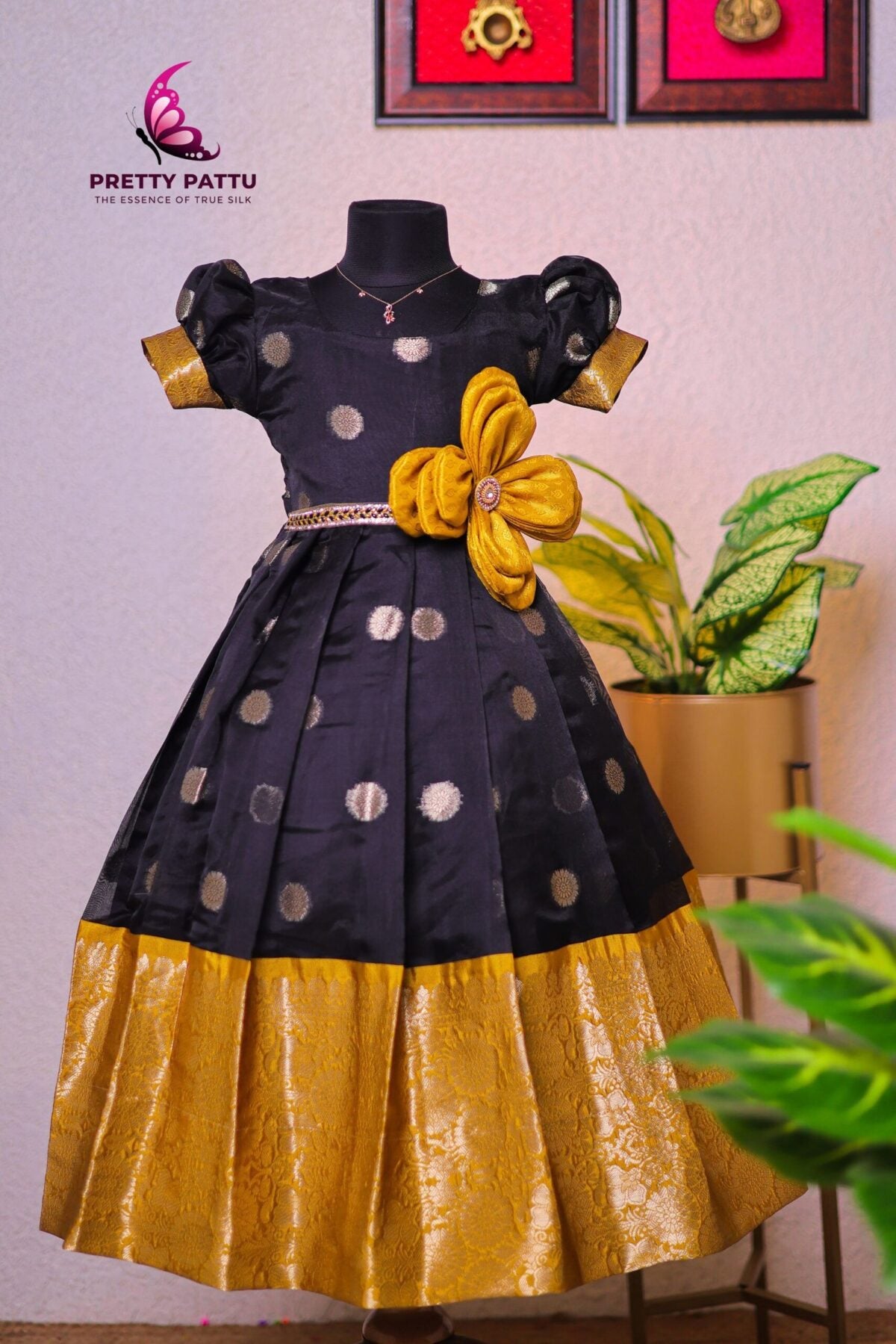 Katan organza silk frock .
