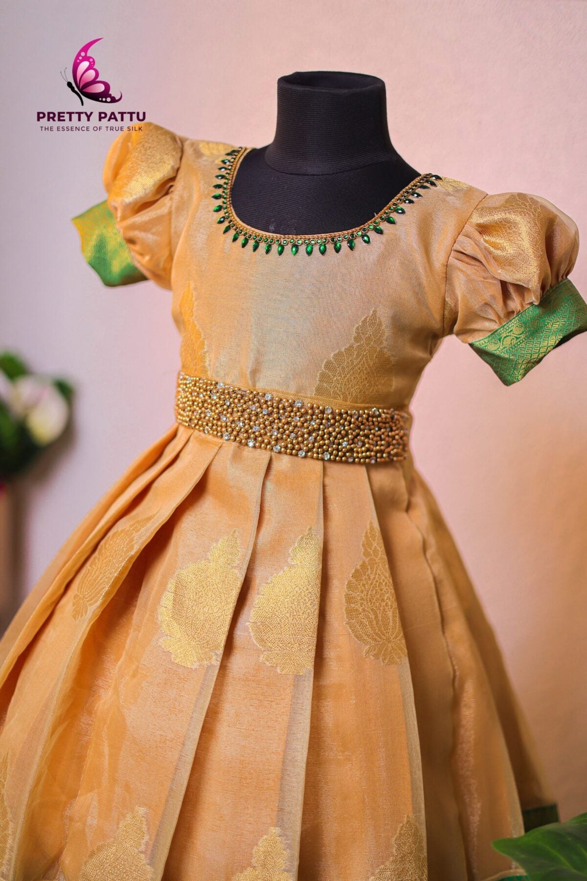 Banarasi tissue silk frock.