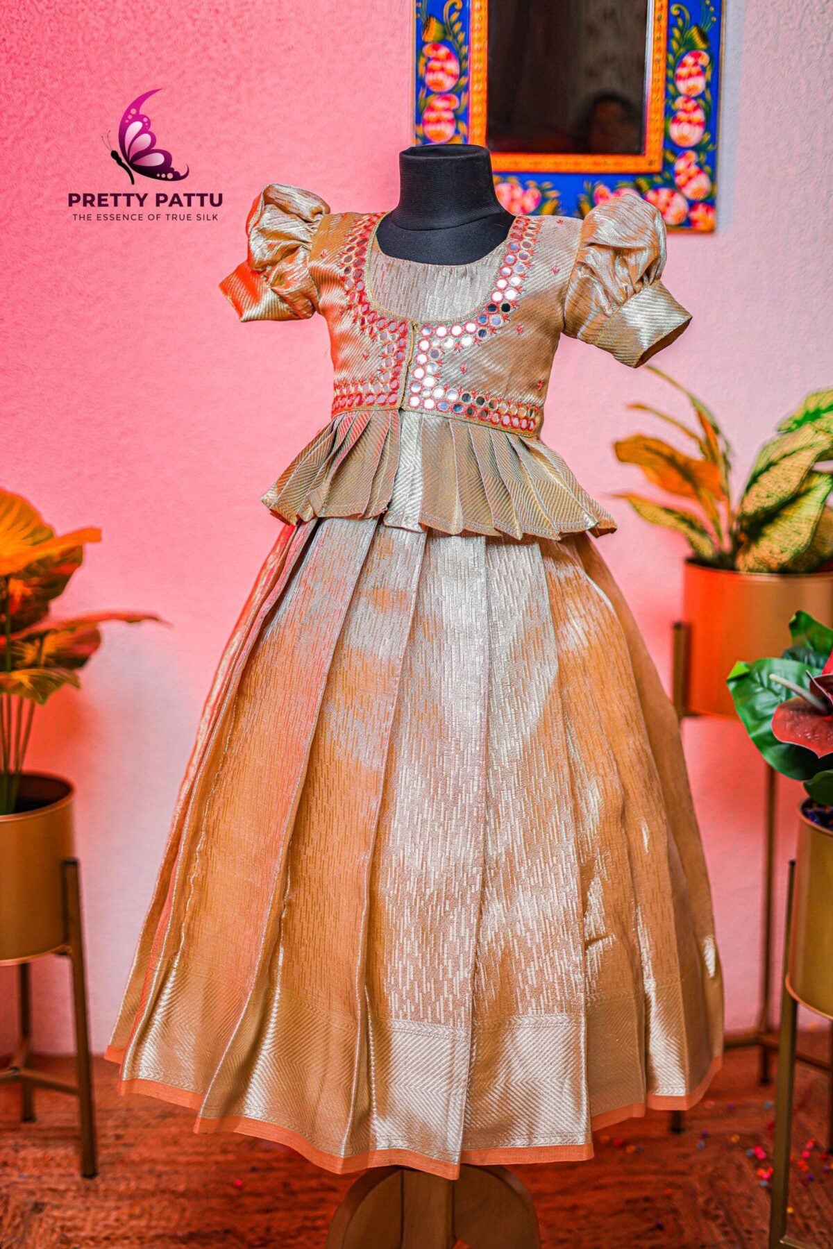 Tissue  Banarasi silk frock