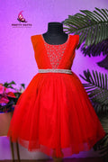 Beautiful red net frock
