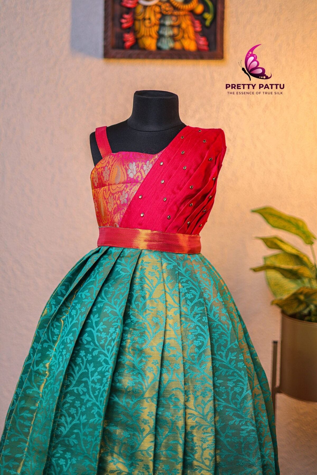 Semi Banarasi silk  gown.