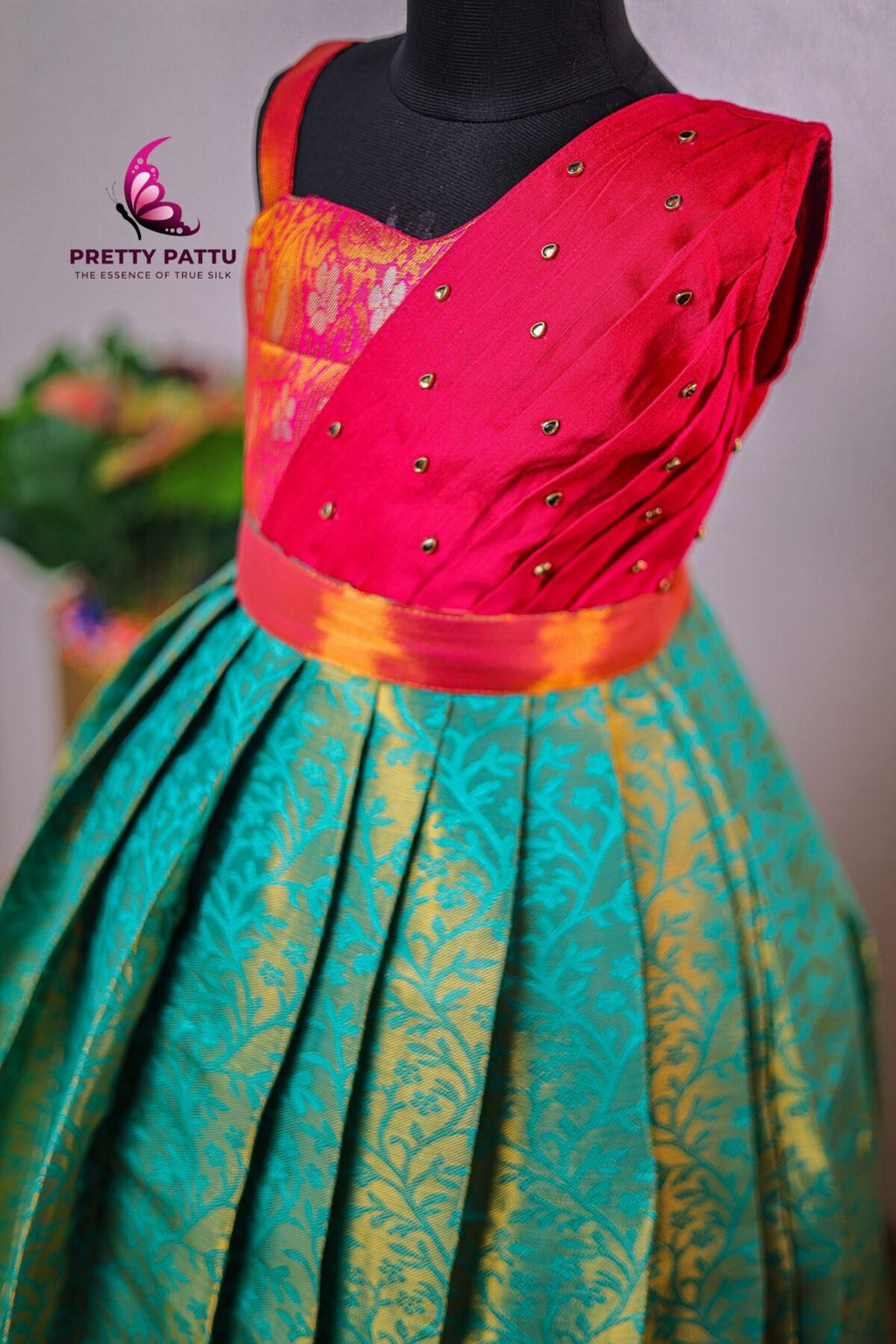 Semi Banarasi silk  gown.