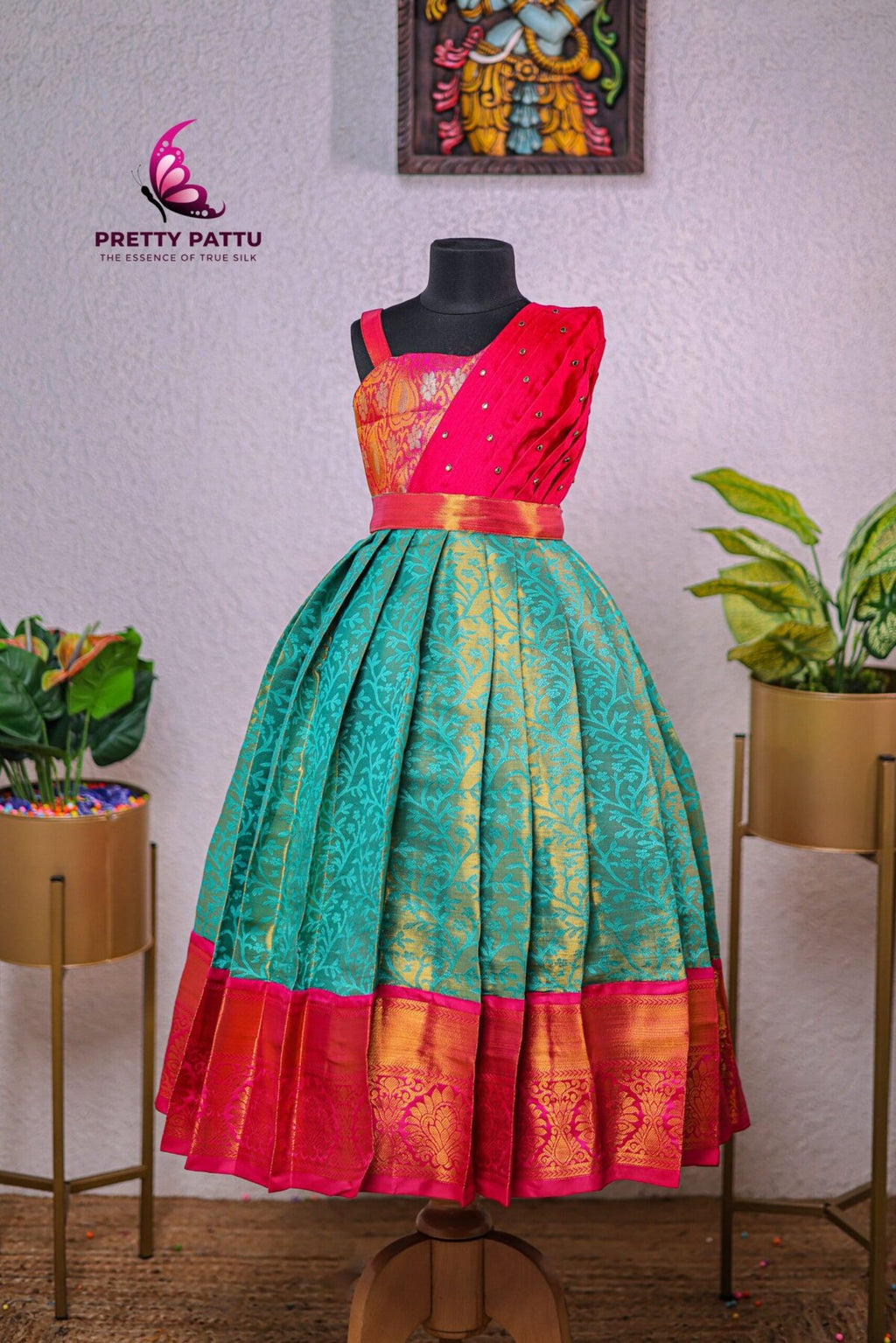Semi Banarasi silk  gown.