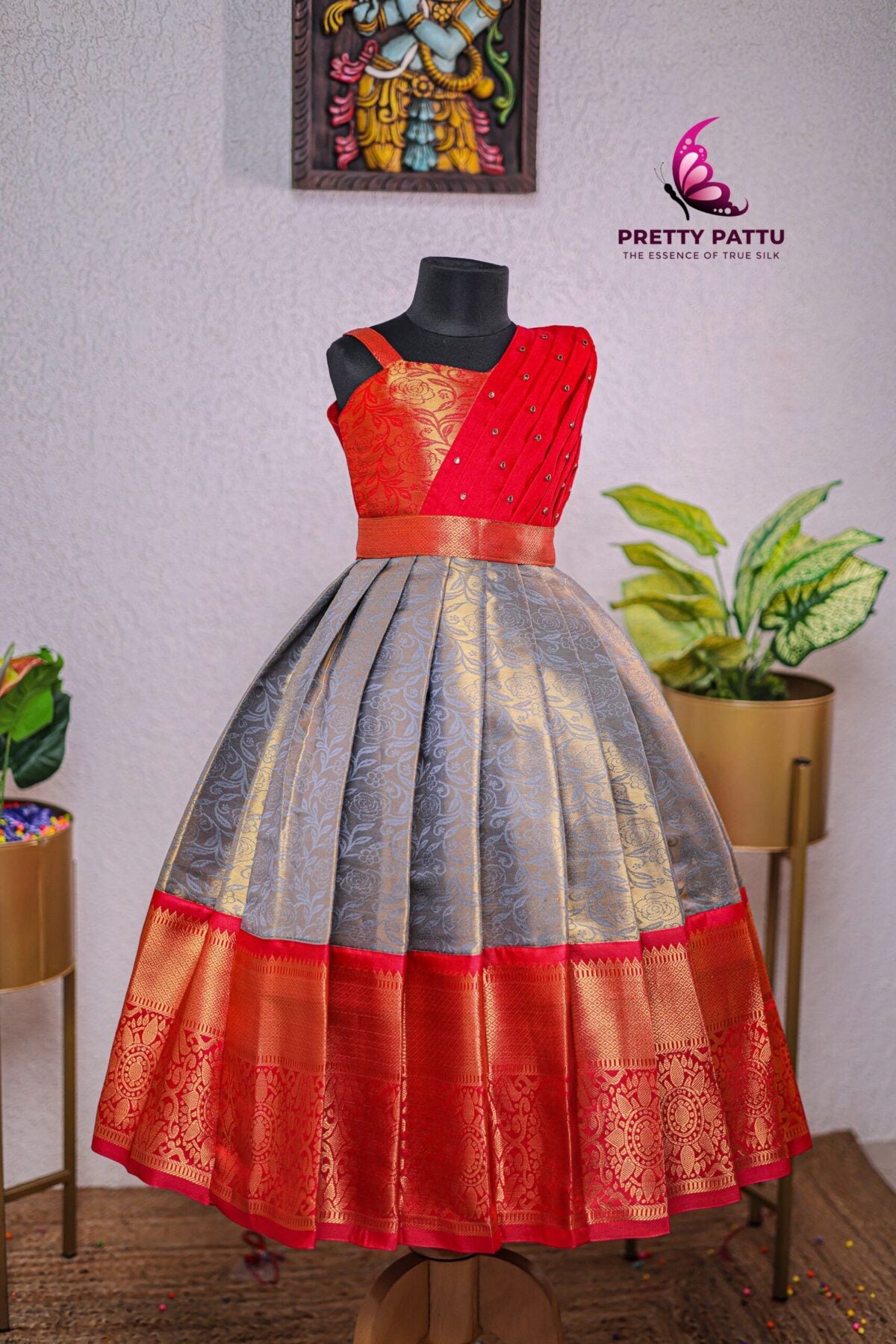 Semi Banarasi silk  gown.