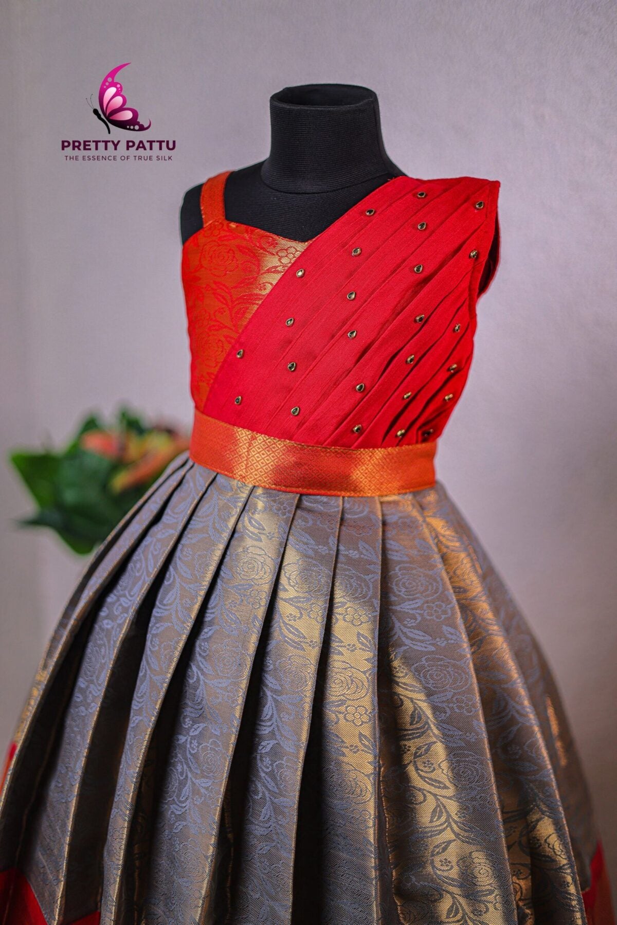 Semi Banarasi silk  gown.