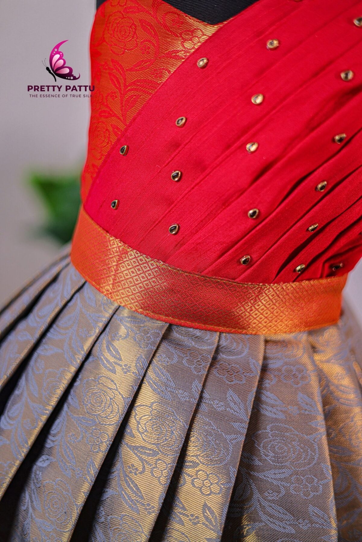 Semi Banarasi silk  gown.