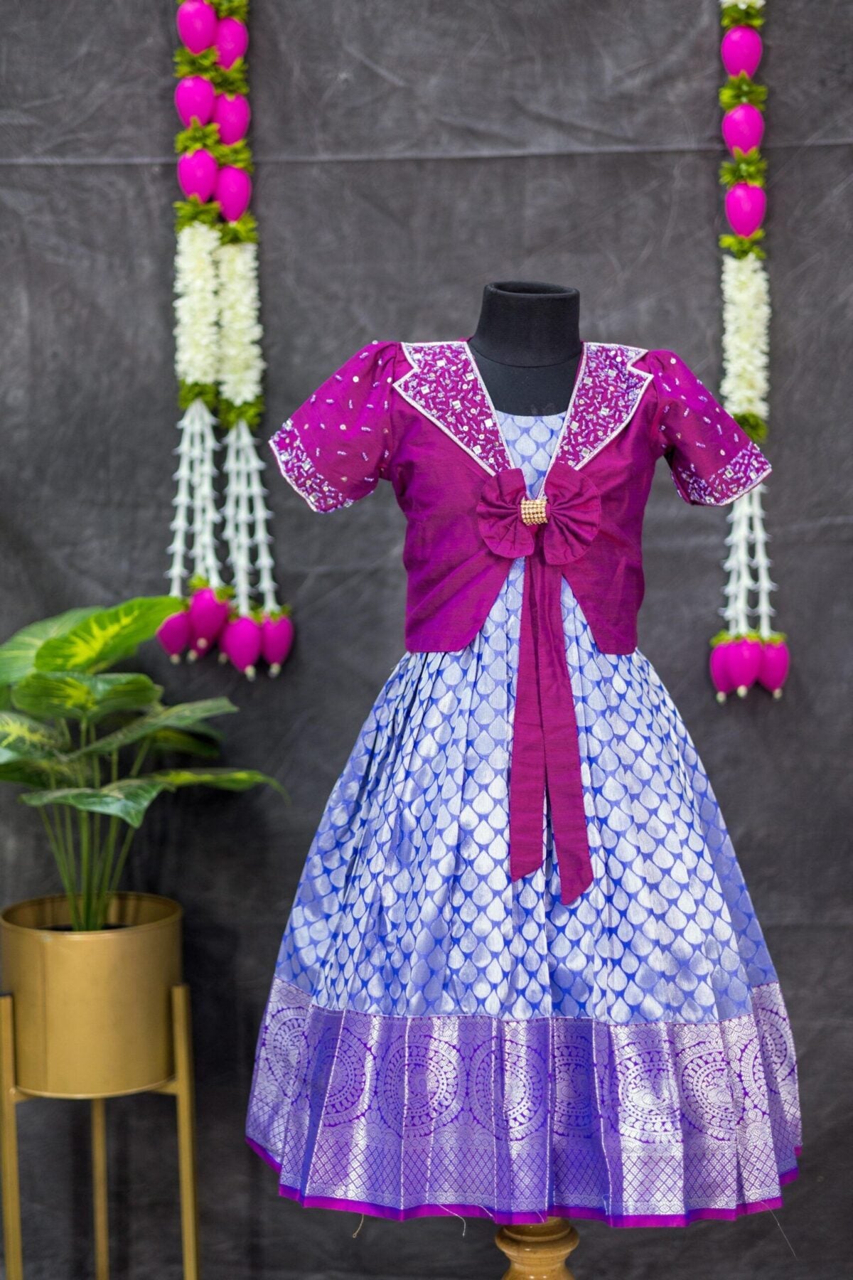 Kanchi Pattu Full Frock with Overcoat
