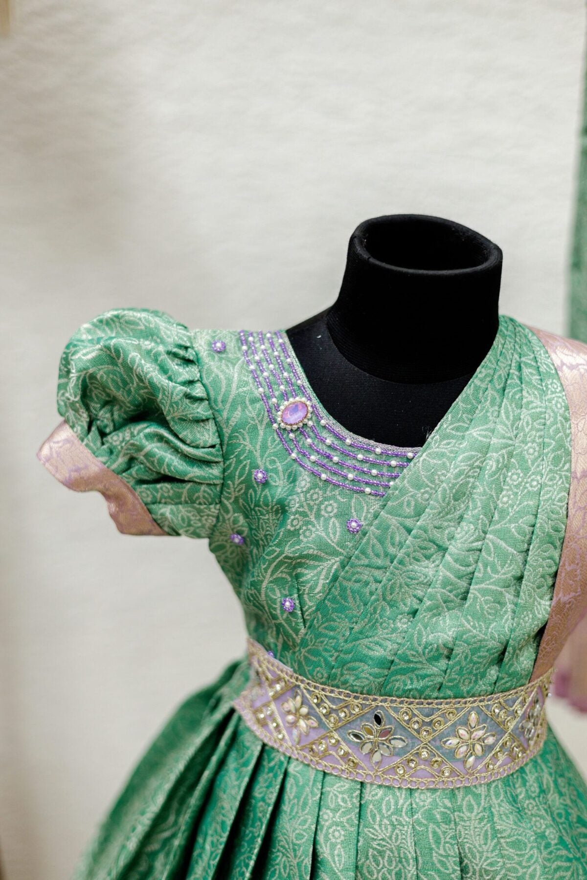 Semi Banarasi Full Frock - Half Saree Model