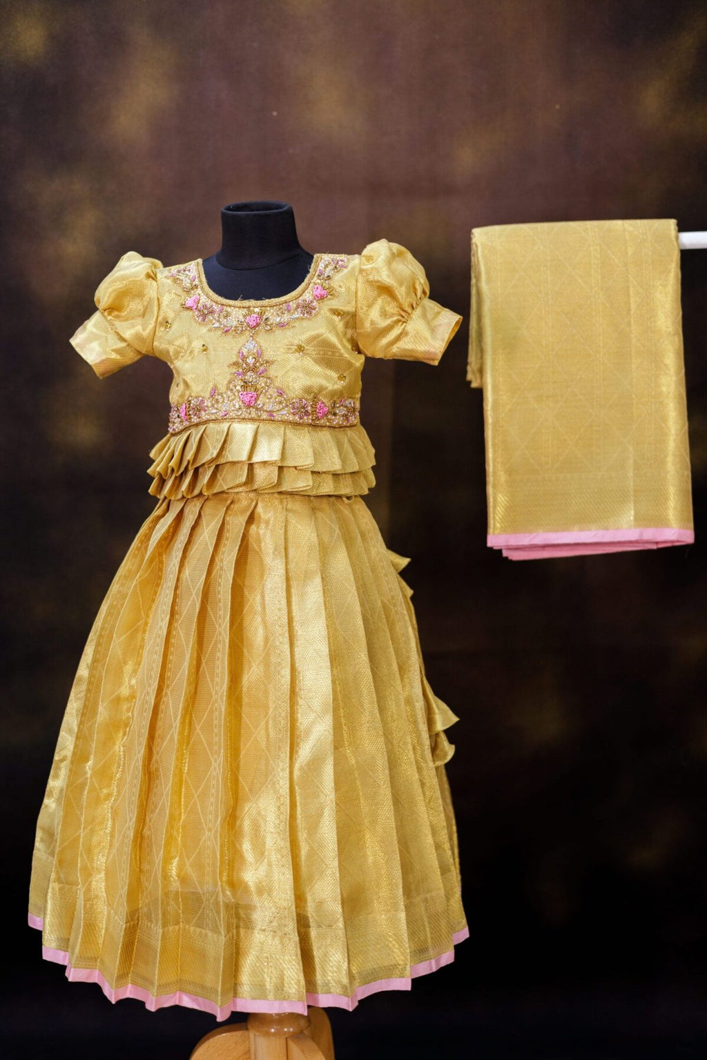 Gold Tissue Banarasi Lehanga