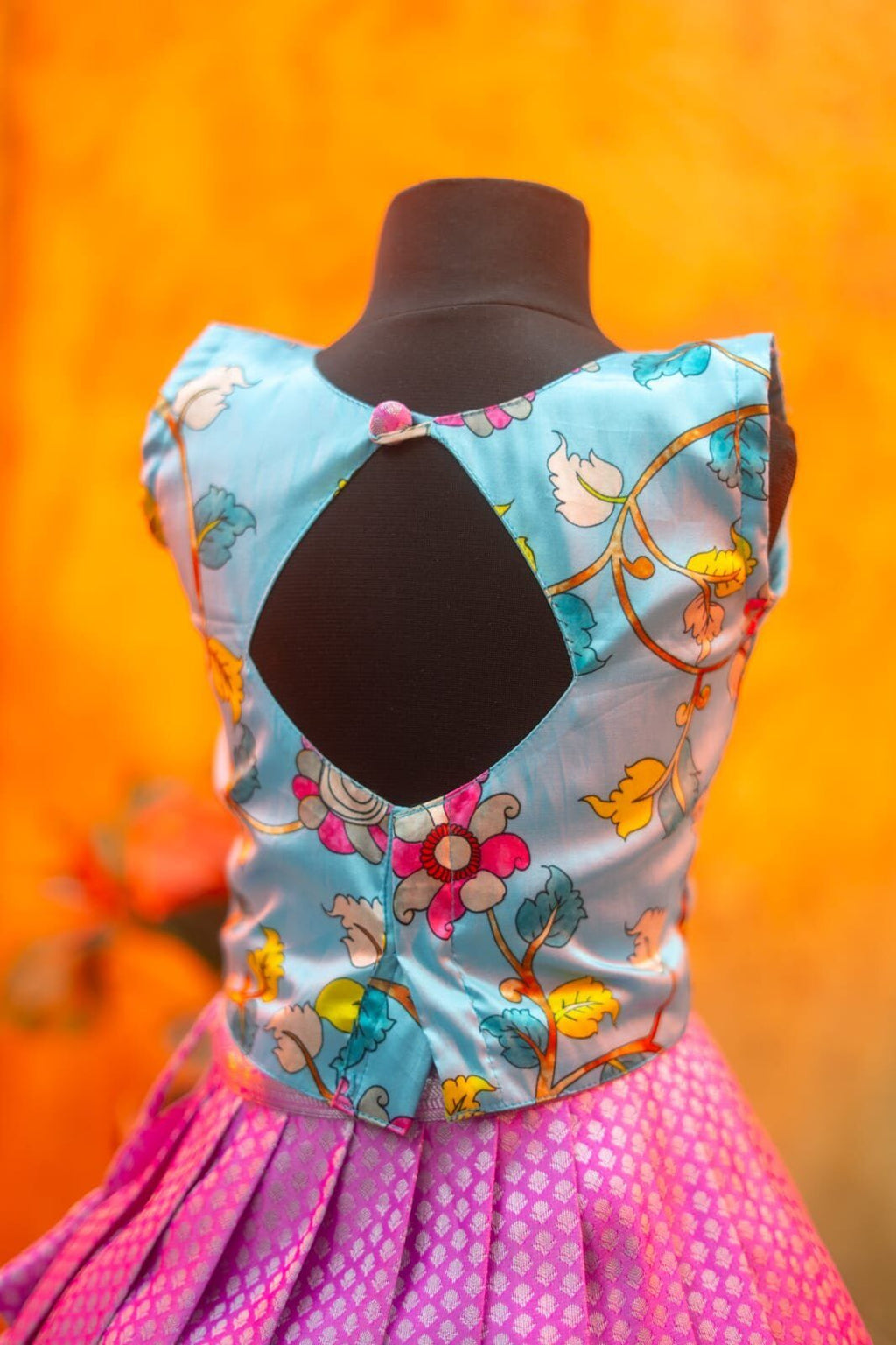 Kanchi Pattu Lehenga with Premium Kalamkari Top