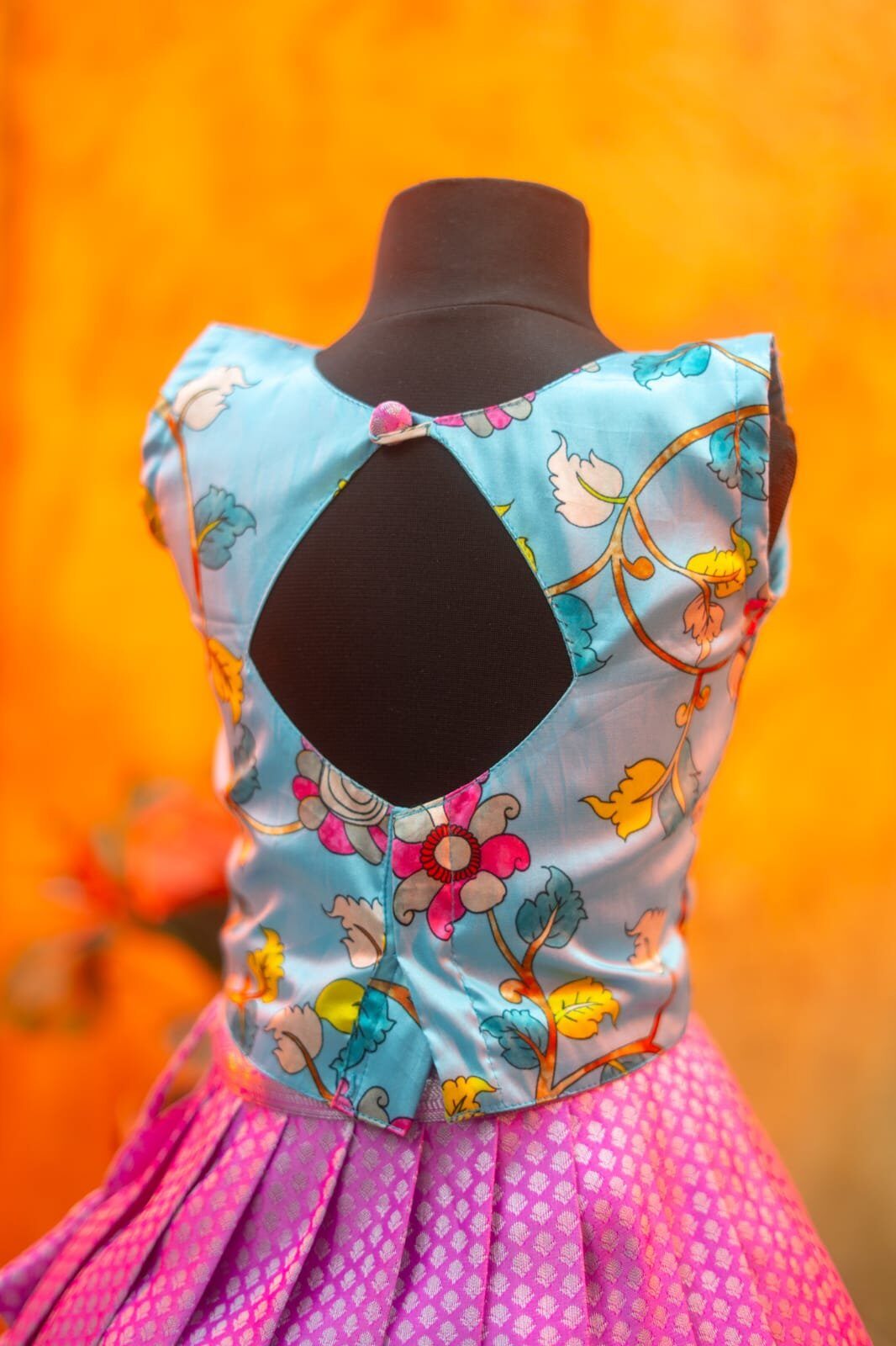 Kanchi Pattu Lehenga with Premium Kalamkari Top
