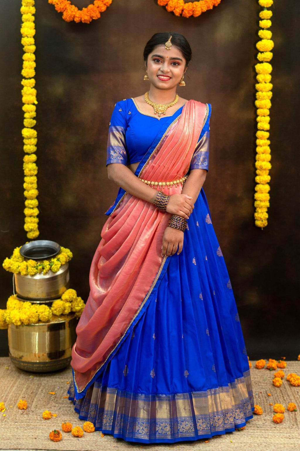 Kumbakonam Soft Silk Lehanga Rich Royal blue tone