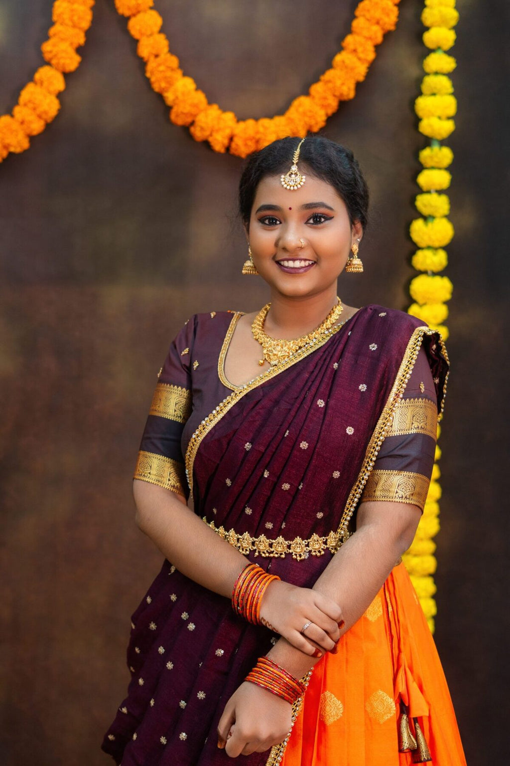 Royal Maroon Sunset Half Saree ✨ Exclusively at Pretty Pattu Boutique 💛