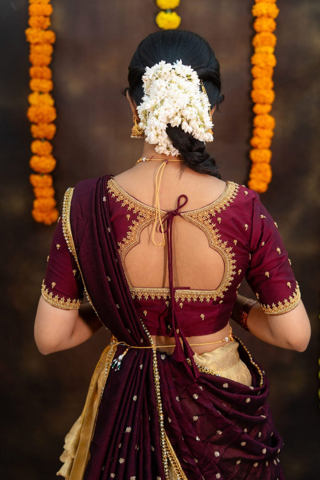 Prettypattu Maroon & Gold Festive Half Saree
