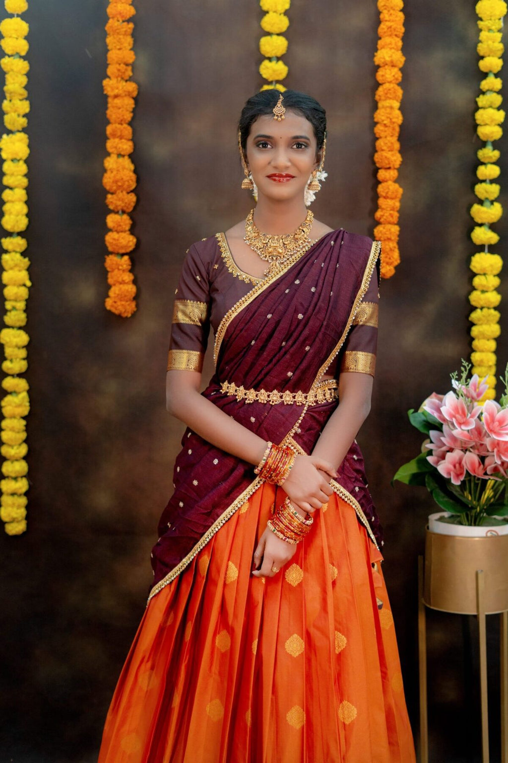 Aari Grace Lehenga Set Traditional Rust Elegance