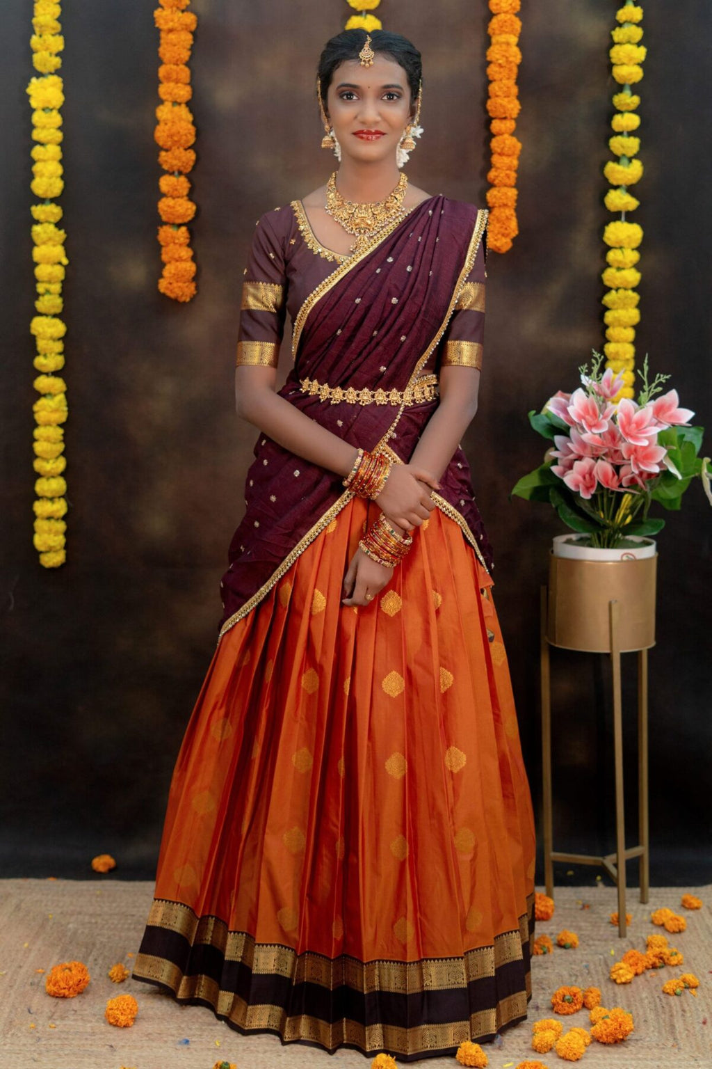 Aari Grace Lehenga Set Traditional Rust Elegance