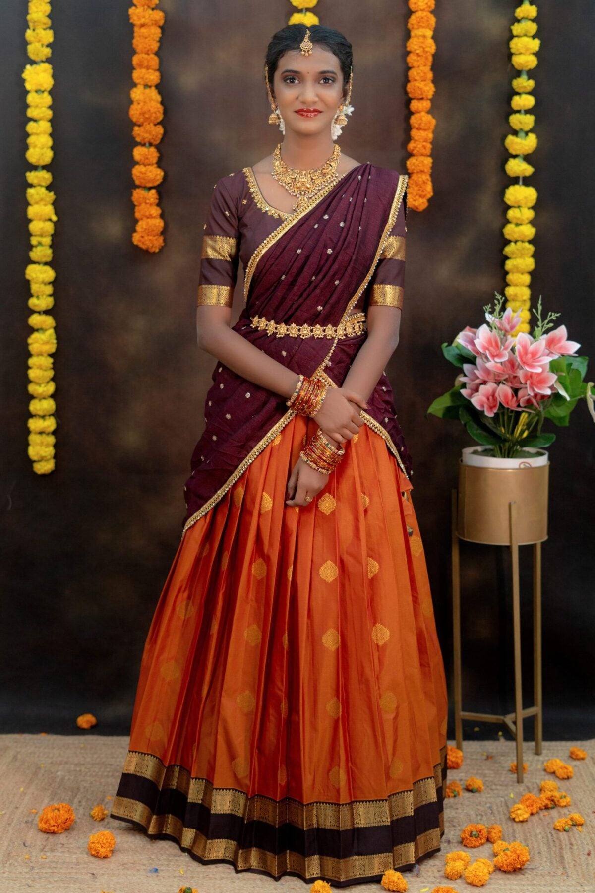 Aari Grace Lehenga Set Traditional Rust Elegance