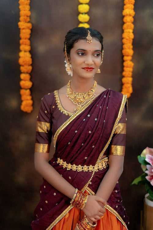 Aari Grace Lehenga Set Traditional Rust Elegance