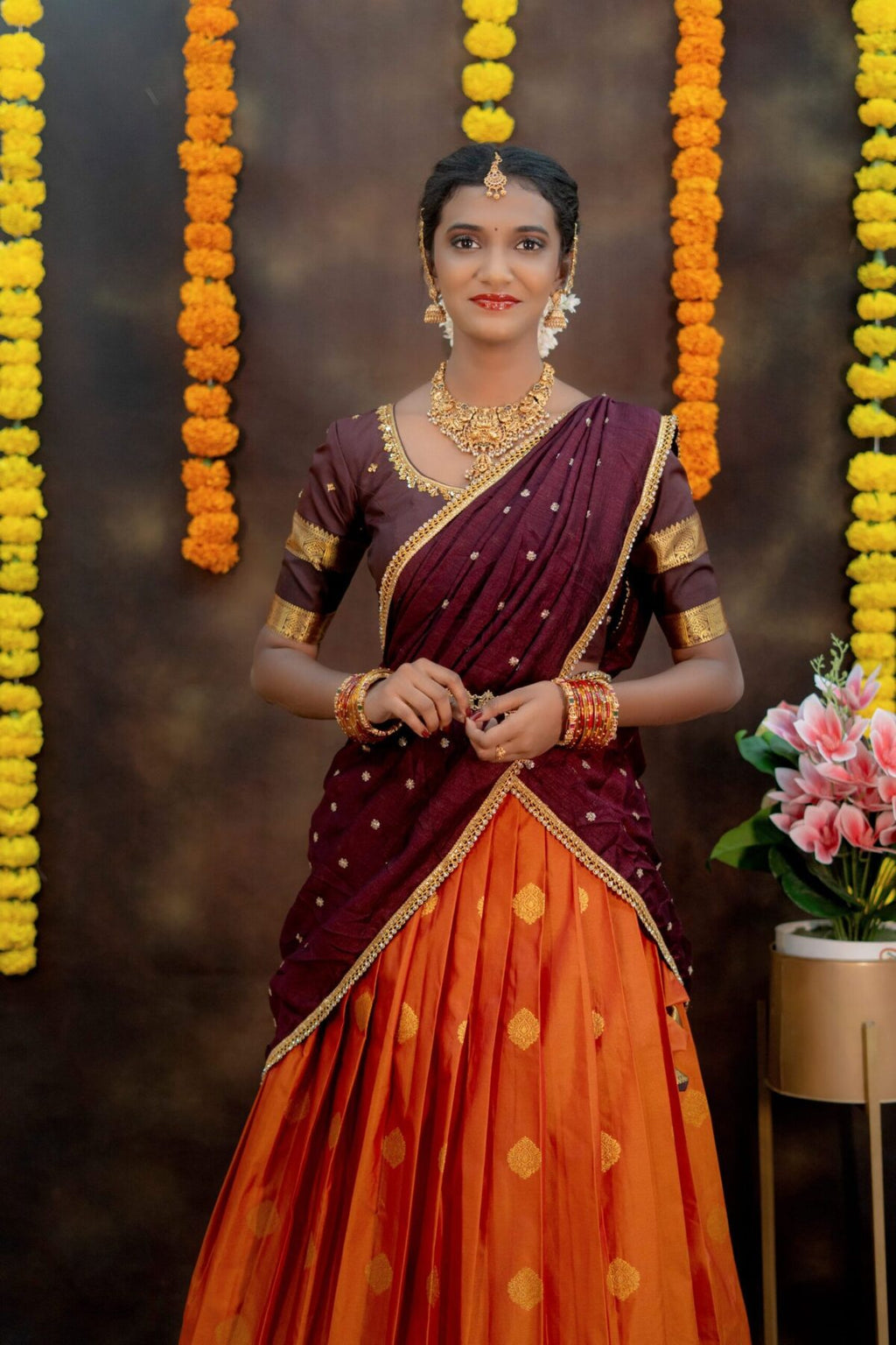 Aari Grace Lehenga Set Traditional Rust Elegance