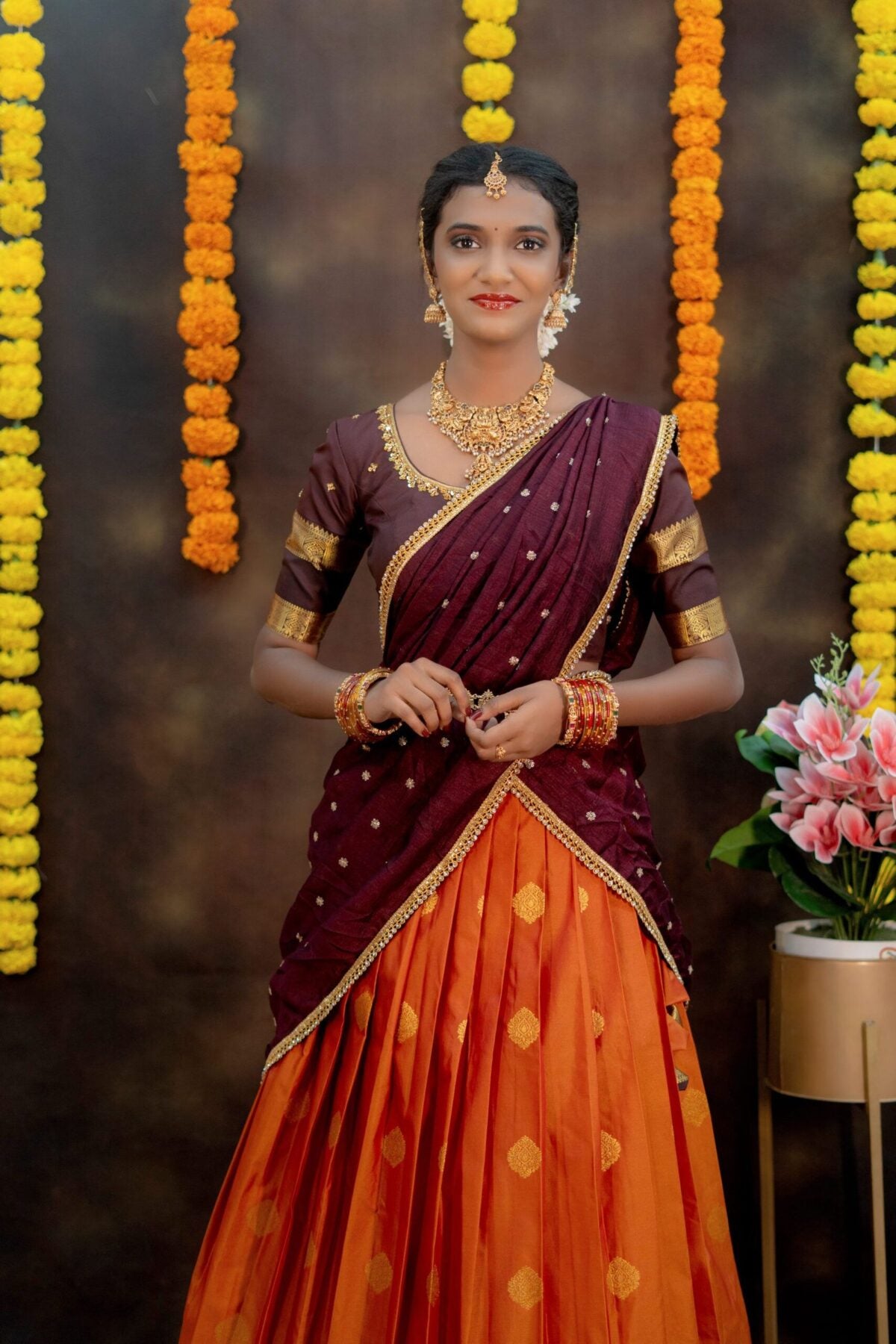 Aari Grace Lehenga Set Traditional Rust Elegance