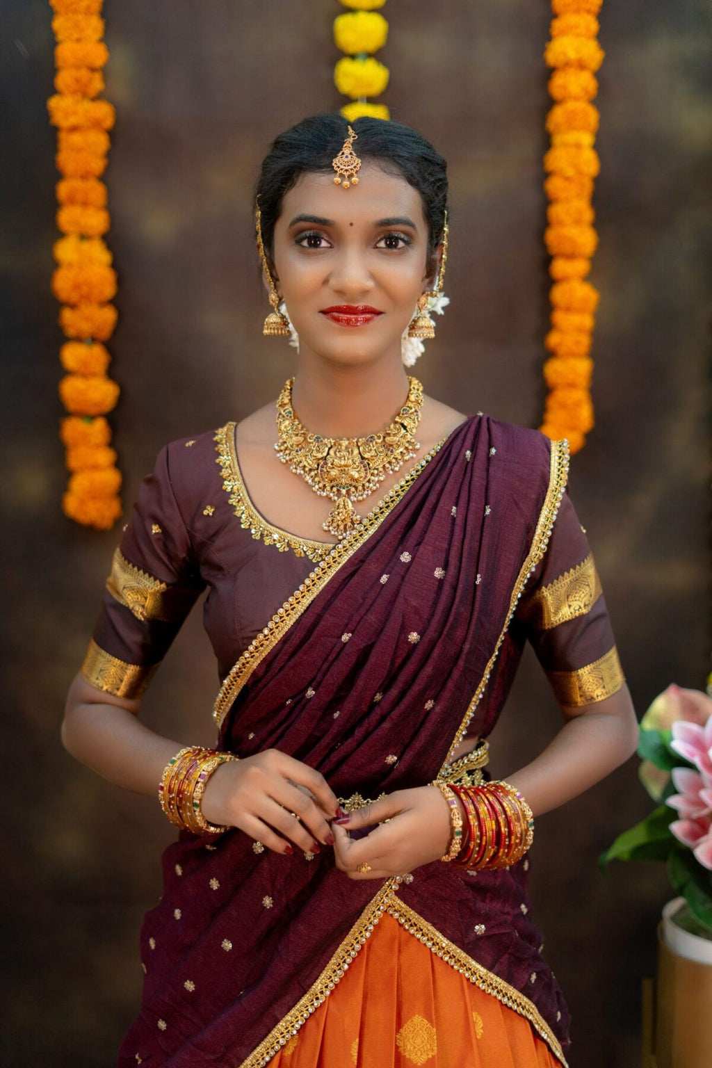 Aari Grace Lehenga Set Traditional Rust Elegance