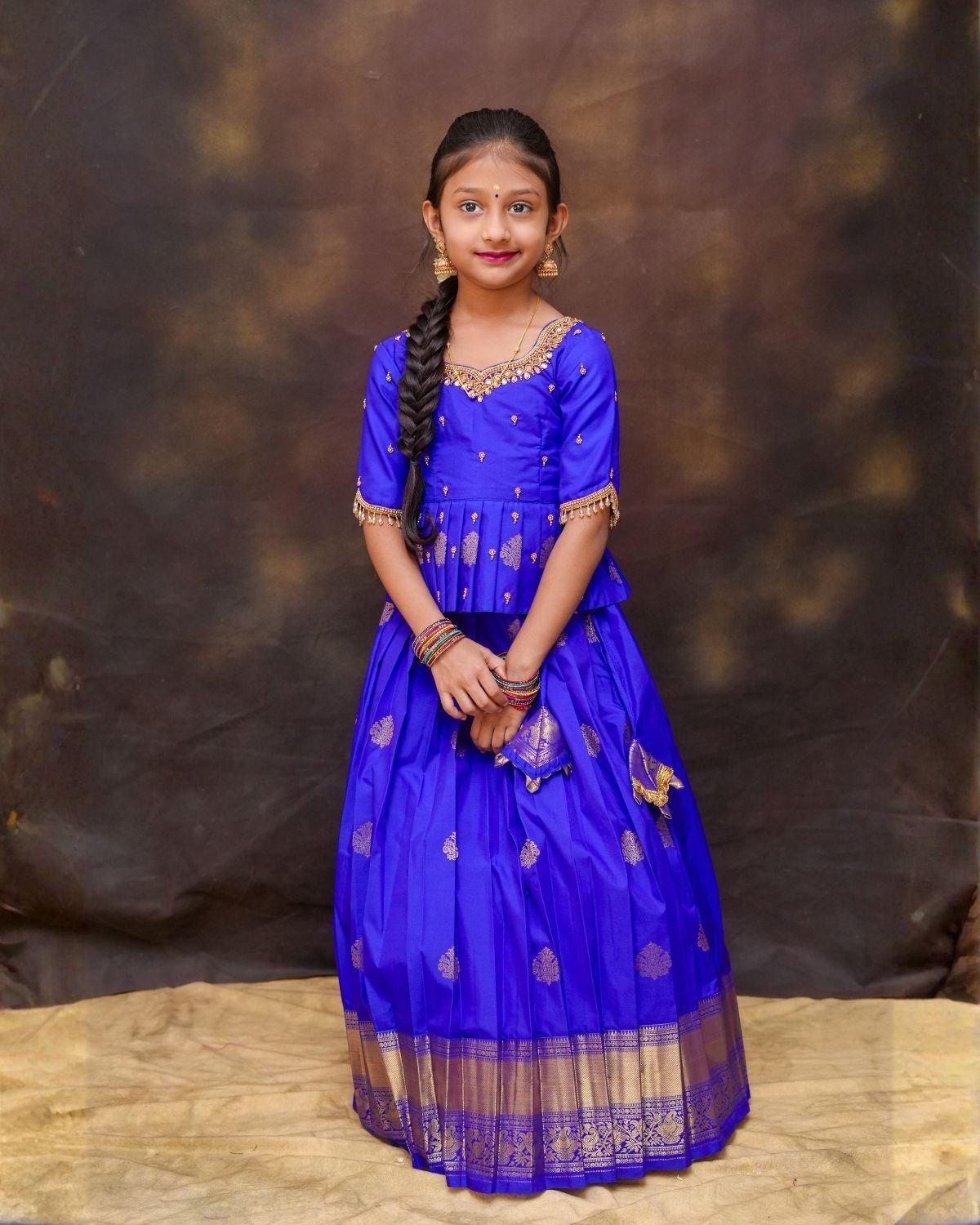 Kumbakonam soft silk traditional pattu pavadai aari work