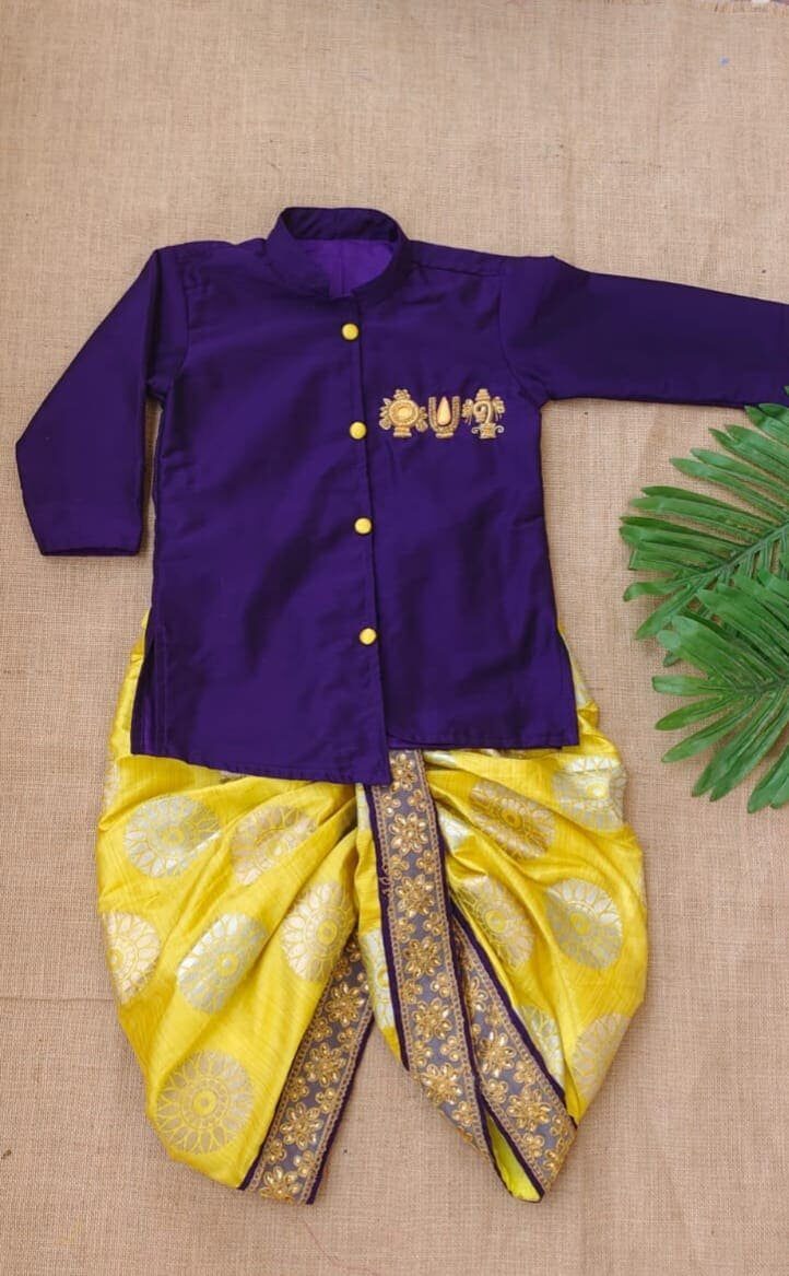 Raw silk Dhoti Set