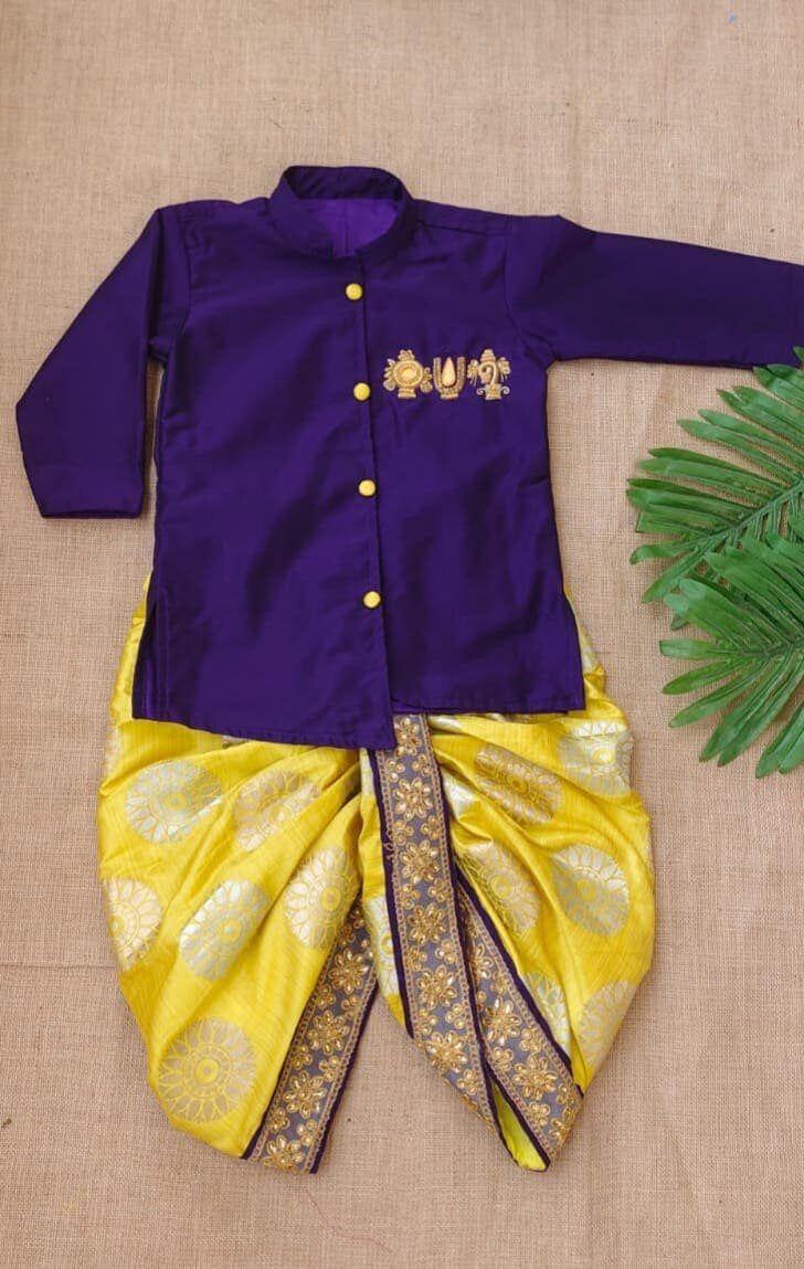 Raw silk Dhoti Set