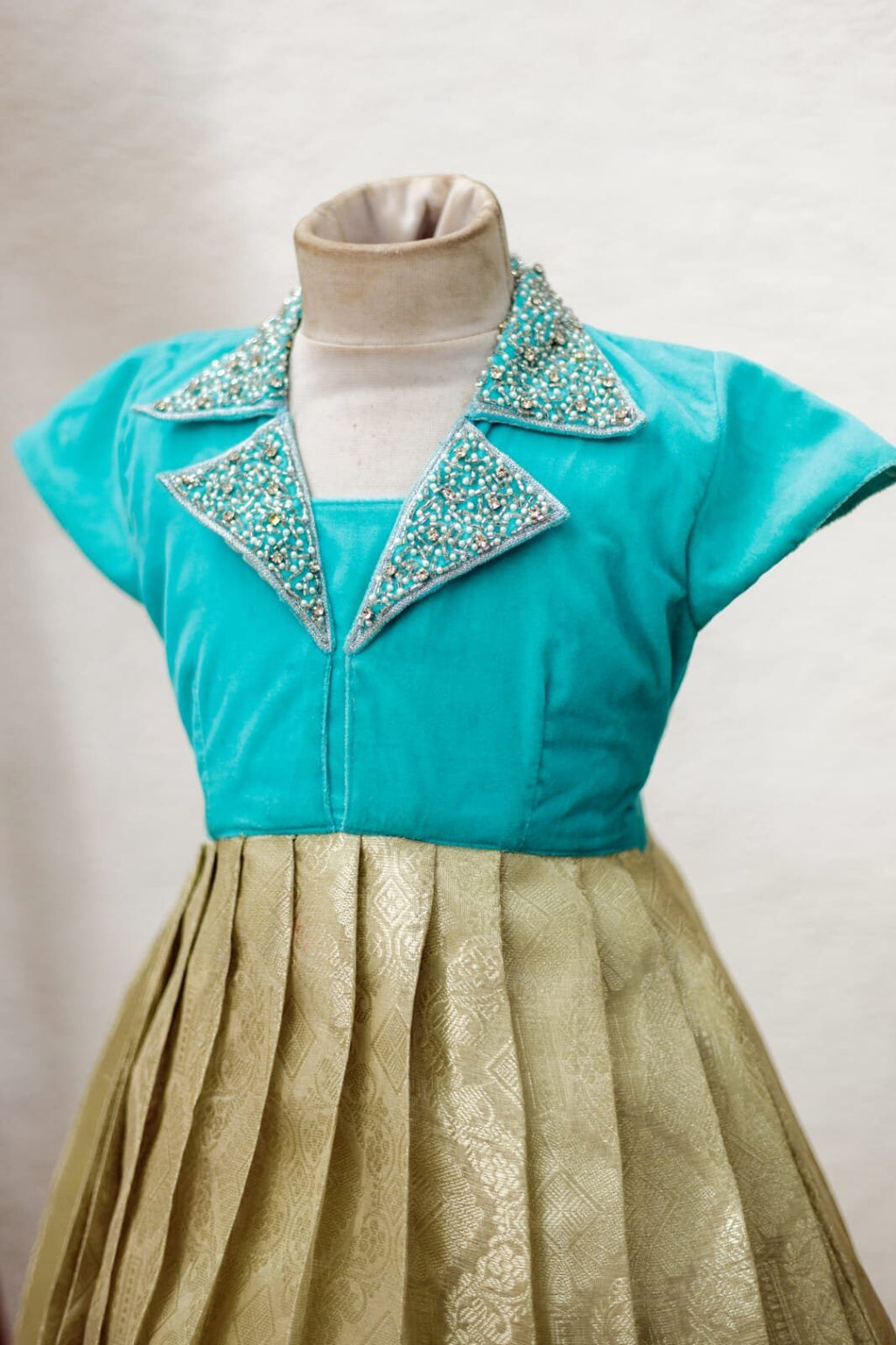 Tissue Banarasi Full Frock with Velvet Top