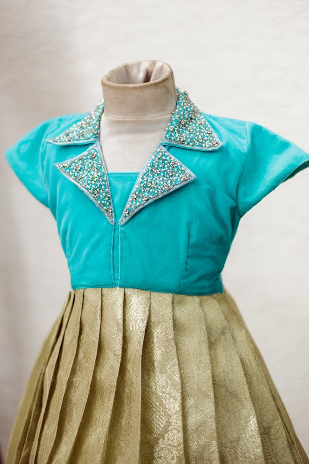 Tissue Banarasi Full Frock with Velvet Top