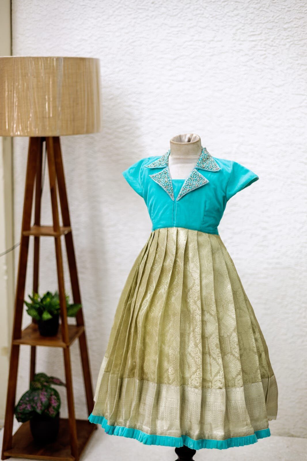 Tissue Banarasi Full Frock with Velvet Top