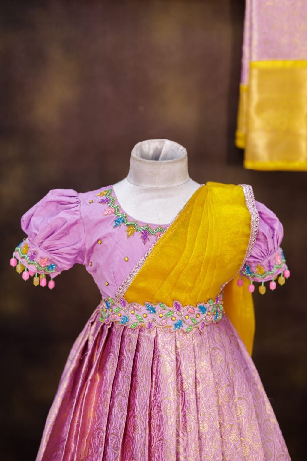 Semi Banarasi Full Frock – Half Saree Model