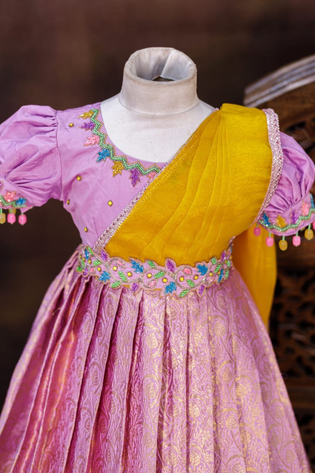 Semi Banarasi Full Frock – Half Saree Model