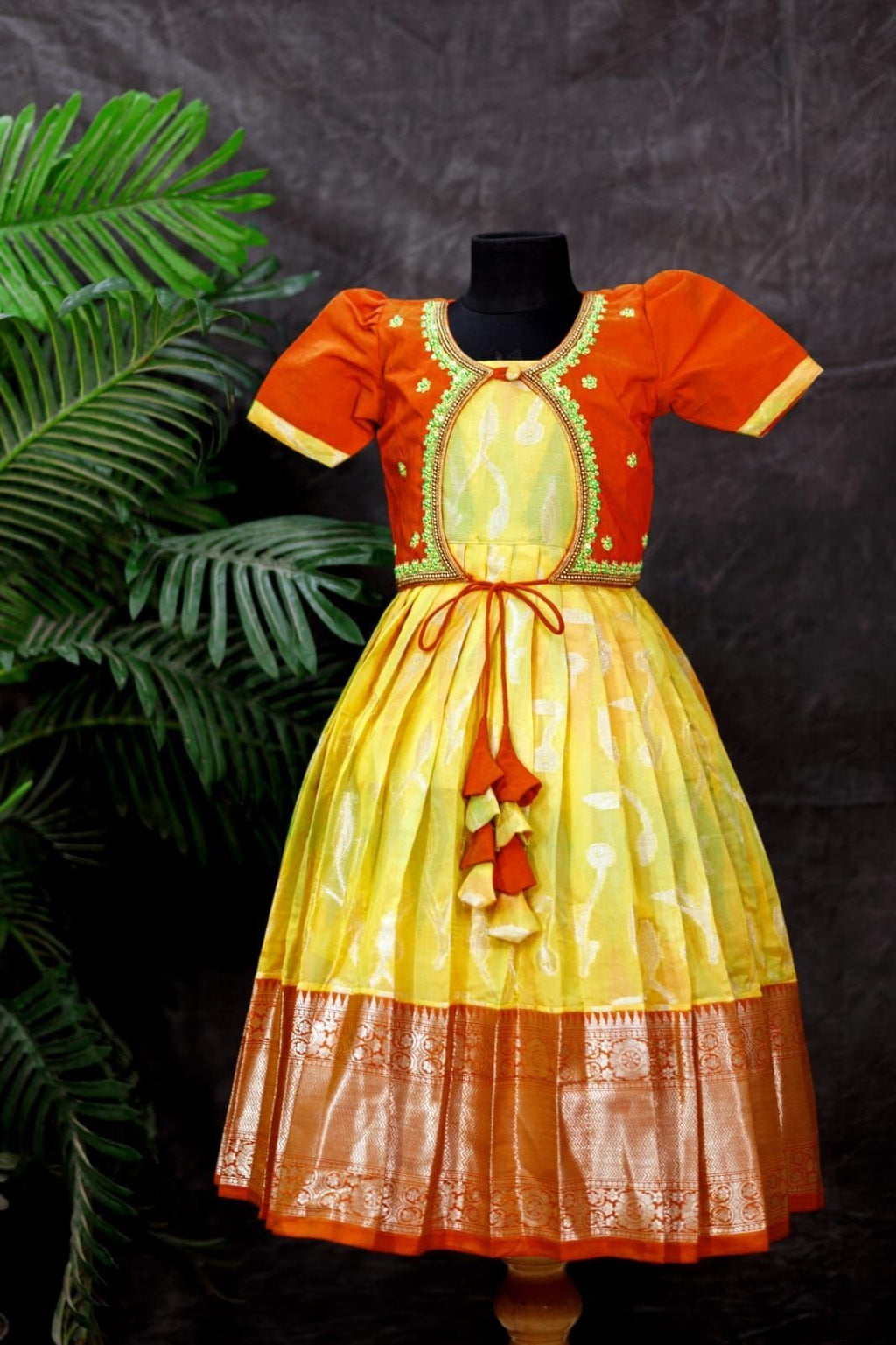 Ragat Fabric Full Frock with Overcoat Model