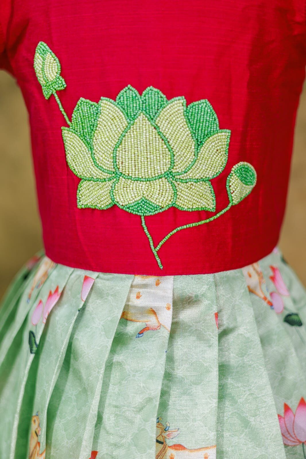 Elegant Pichwai Fabric Lehanga with Raw Silk Top