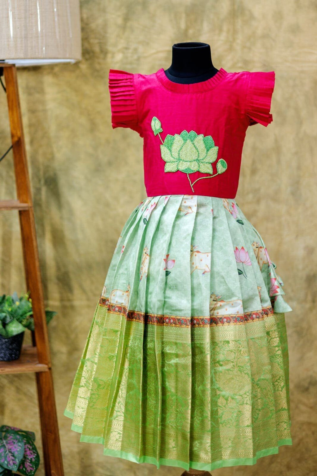 Elegant Pichwai Fabric Lehanga with Raw Silk Top