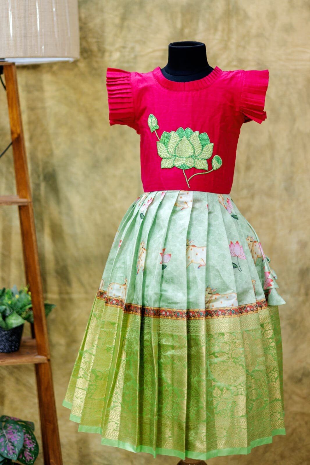 Elegant Pichwai Fabric Lehanga with Raw Silk Top