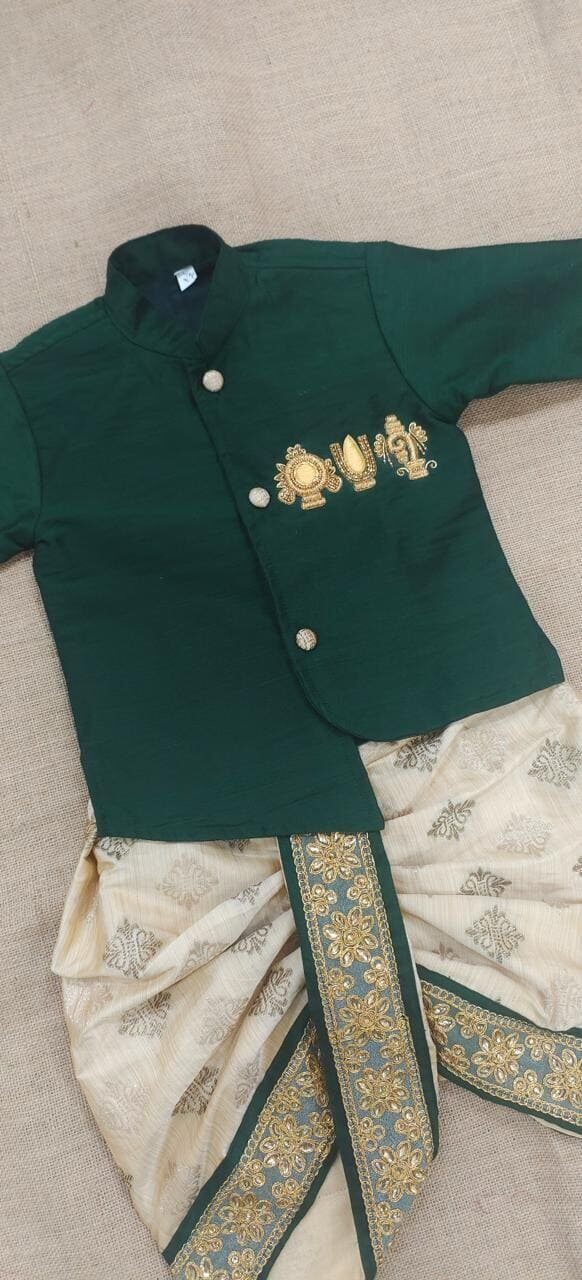 Raw Silk Kurta & Dhoti Set – Traditional Elegance with Handcrafted Detailing
