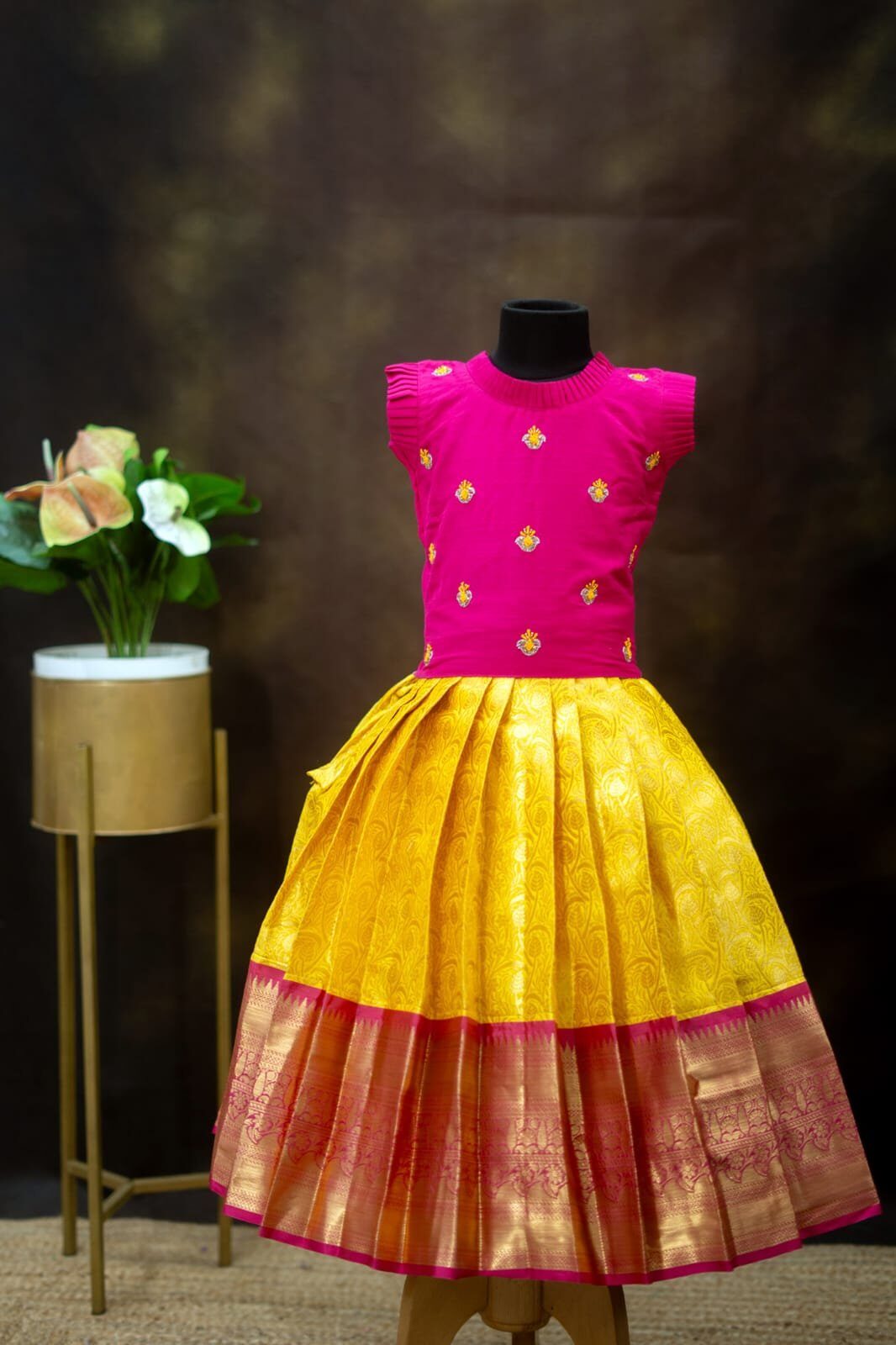 Semi Banarasi lehanga paired with a raw silk top.