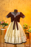 Tissue Banarasi Frock with Velvet Aari Work Top