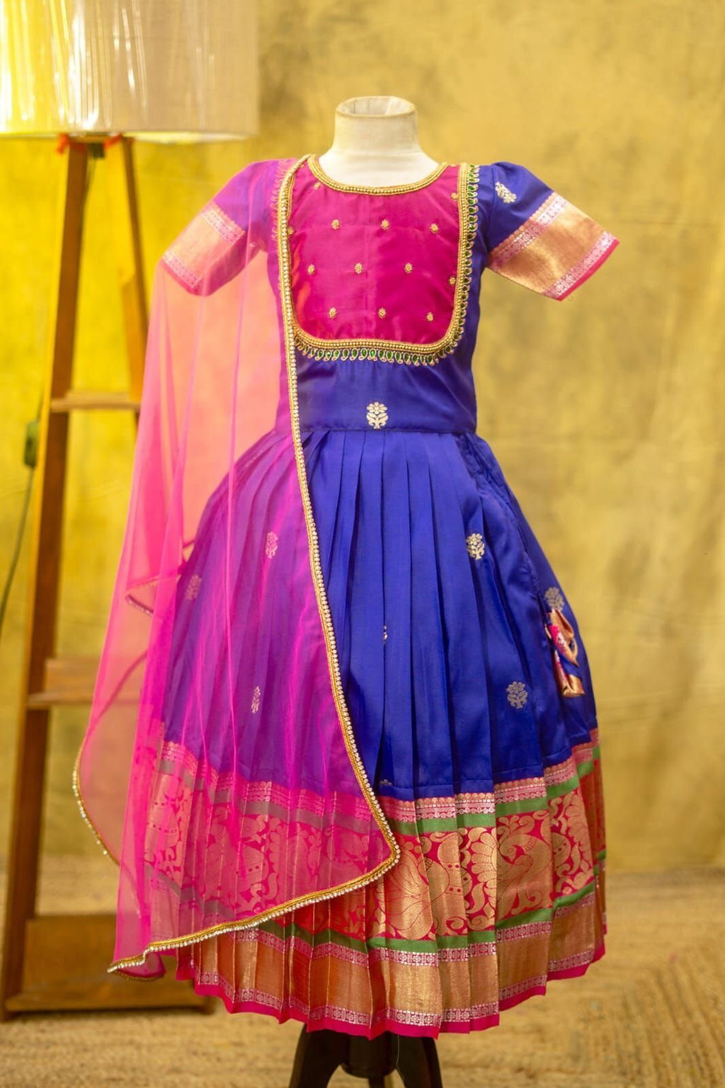 Semi Gadwal Silk Kids Lehenga Set