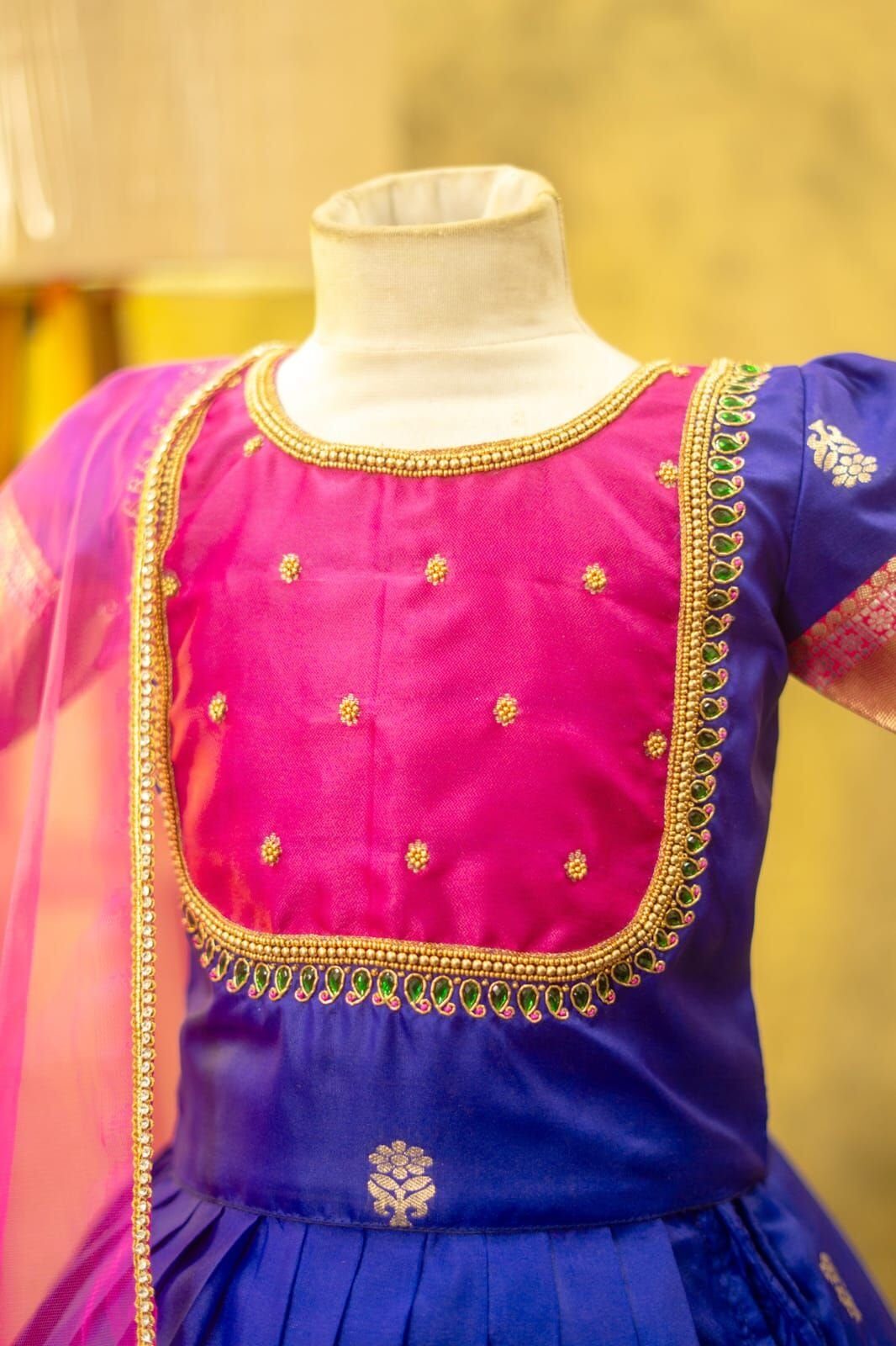 Semi Gadwal Silk Kids Lehenga Set