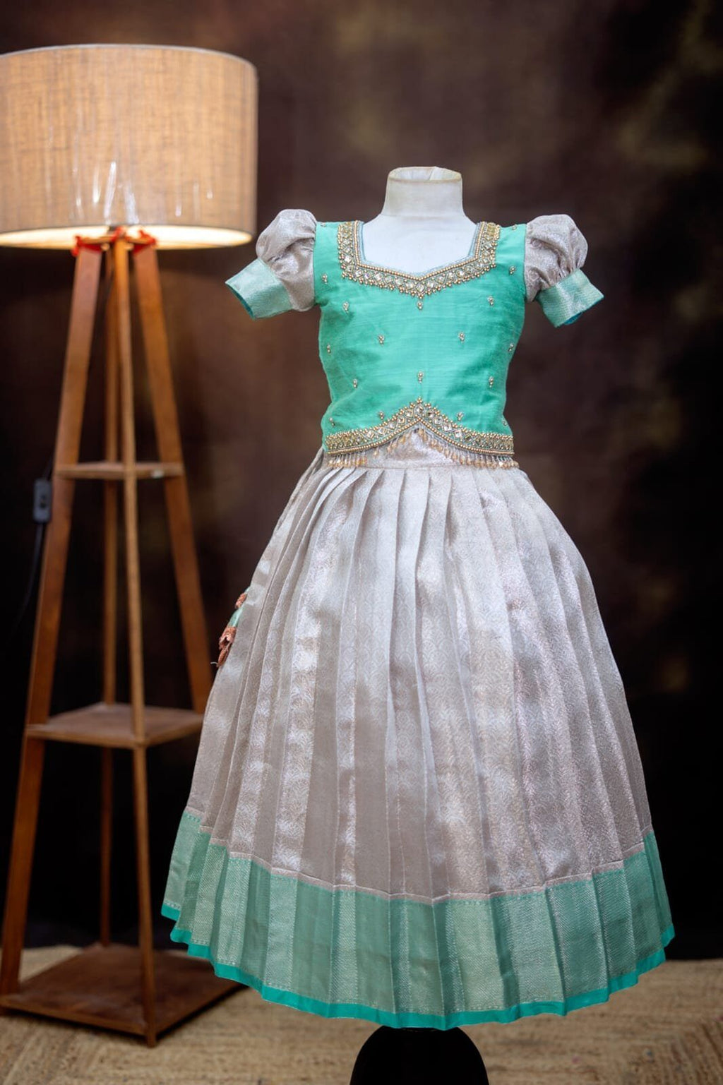 Tissue Banarasi Lehanga with Aari Work Top