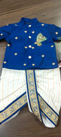 Premium Raw Silk Dhoti and Kurta with Aari Work
