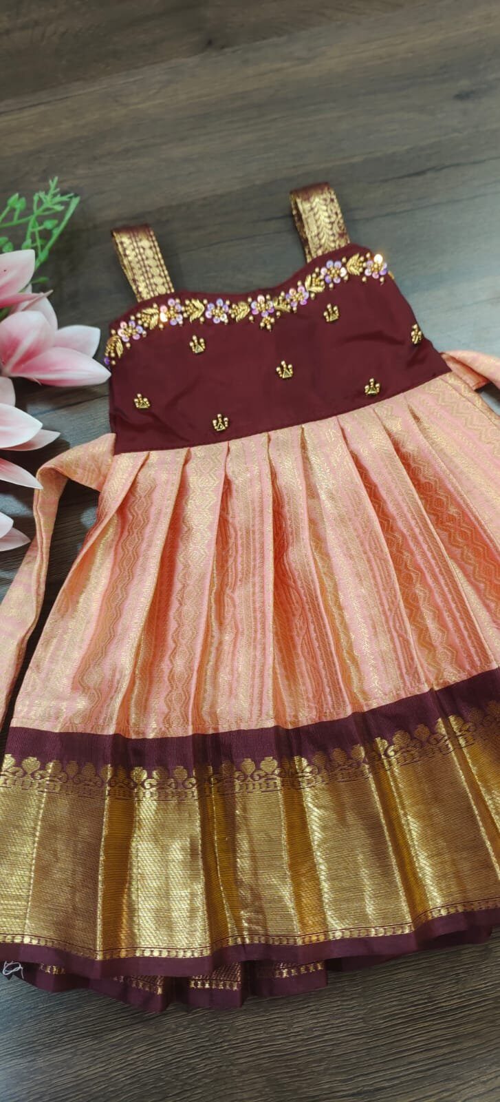 SEMI BANARASI AARI WORK FROCK