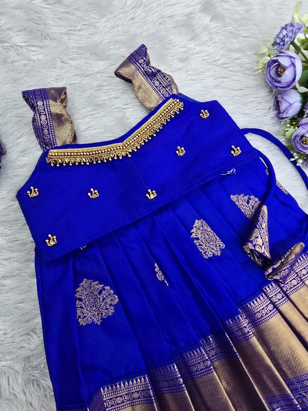 KUMBAKONAM SOFT SILK LEHENGA WITH AARI WORK TOP