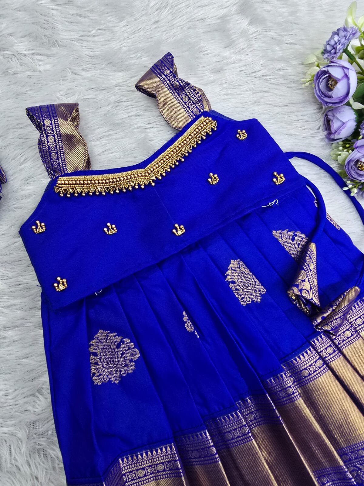 KUMBAKONAM SOFT SILK LEHENGA WITH AARI WORK TOP